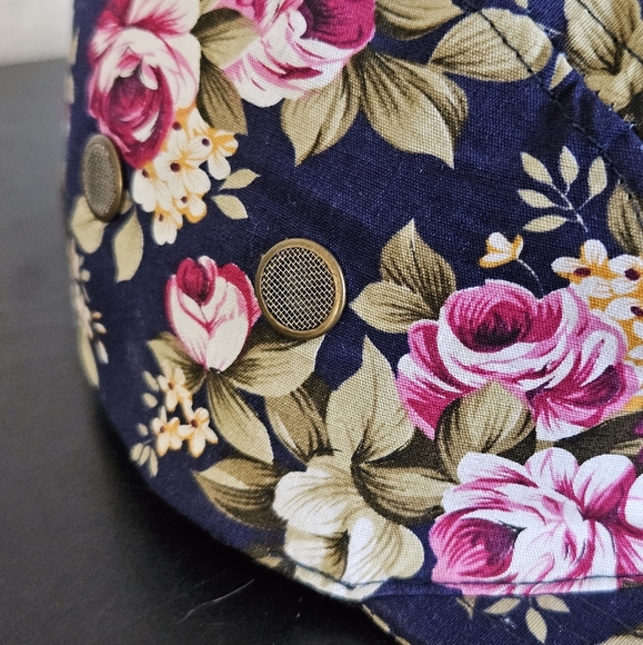 Women's Continuity Navy Floral Print Ball Baseball Cap Hat Snapback Flat Bill OS - Picture 7 of 8